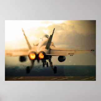 F-18C Hornet Carrier Afterburner Takeoff Poster