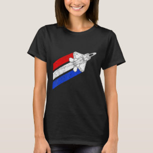 F-22 Raptor Aeroplane USA Contrails Red White Blue T-Shirt
