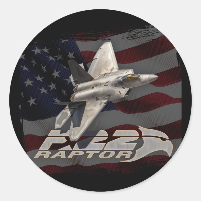F-22 Raptor American Flag Classic Round Sticker (Front)