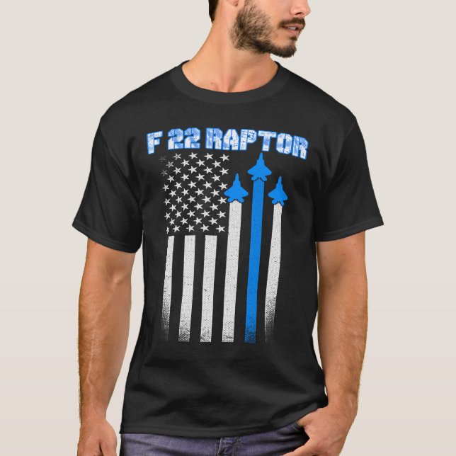 F 22 Raptor American jet Distressed Flag T-Shirt (Front)