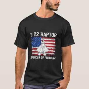 F-22 Raptor Defender Of Freedom Flag USA Fighter J T-Shirt