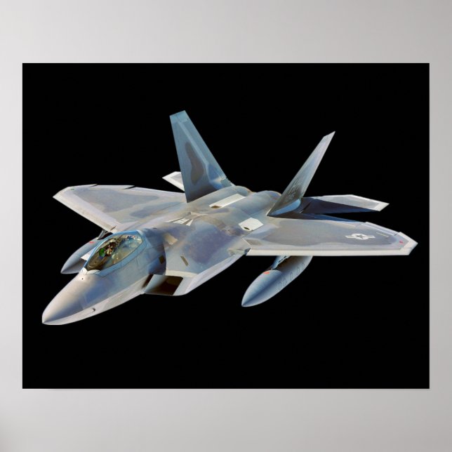 F-22 Raptor Fighter Jet Custom Background Colour Poster (Front)