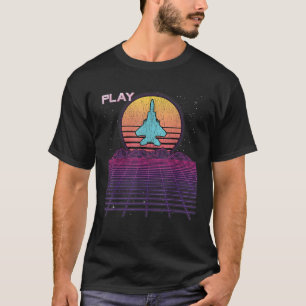 F 22 Raptor Fighter Jet F18 Synthwave Retrowave Ae T-Shirt