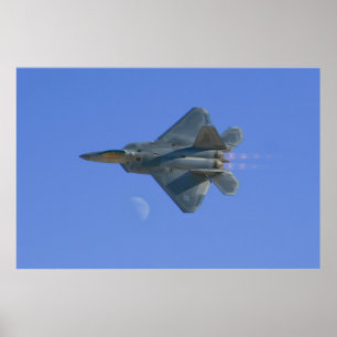 F-22 Raptor High Speed Pass Over the Moon Poster