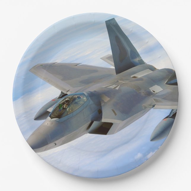 F-22 Raptor Military Jet Paper Plate (Front)