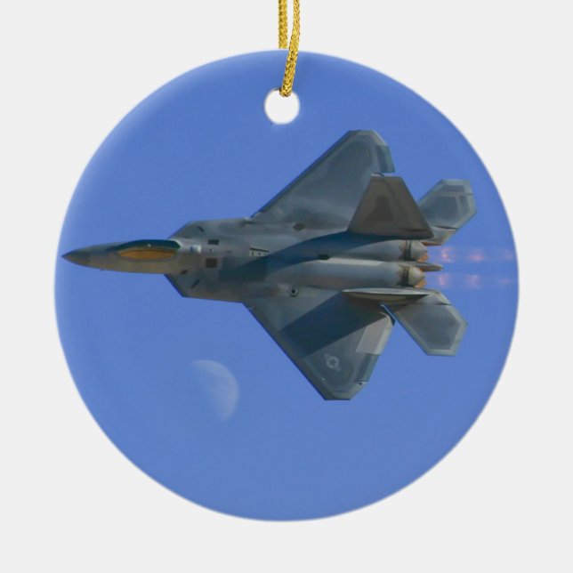 F-22 Raptor Over Moon Ornament (Front)