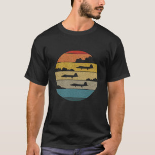 F-22 Raptor Silhouette Retro Sunset In Clouds F22 T-Shirt