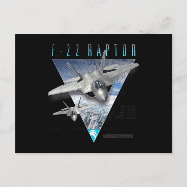 F-22 Raptor Stealth Air Superiority Fighter Postcard (Front)