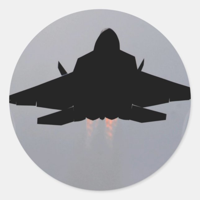 f-22 stealth fighter classic round sticker (Front)