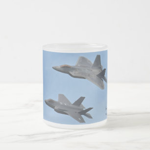F-35 and F-22 Fighter Jet Frosted Glass Coffee Mug