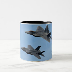 F-35 and F-22 Fighter Jet Two-Tone Coffee Mug