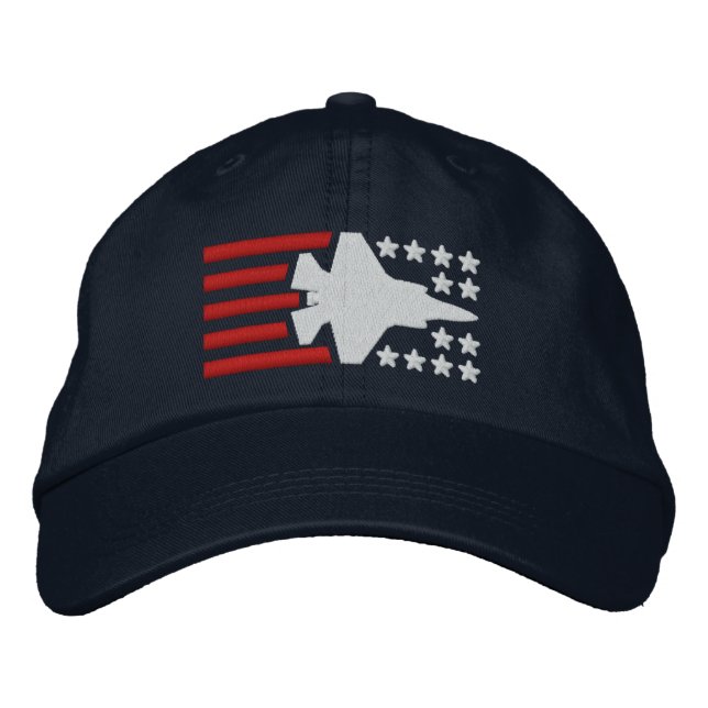 F-35 Fighter Jet Stars and Stripes Embroidered Hat (Front)