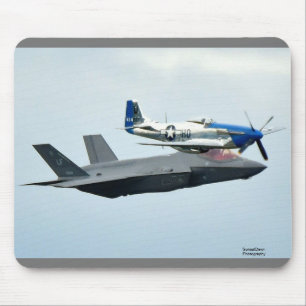 F-35 Fighter Jet with the P-51 Mustang Mouse Mat