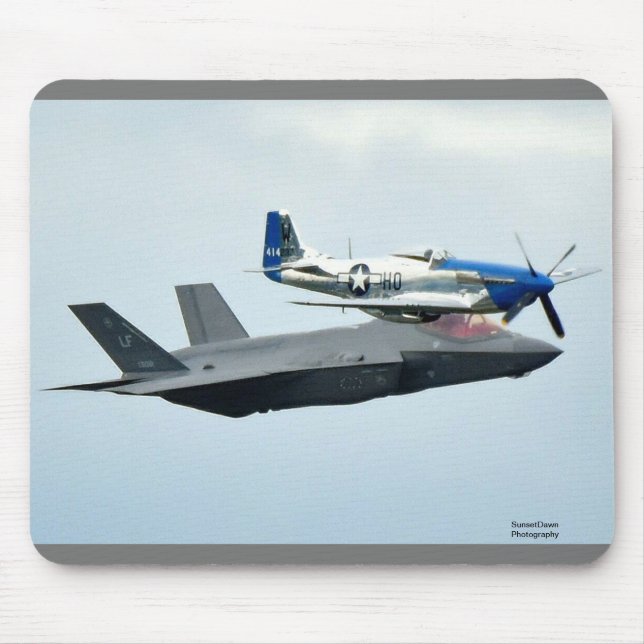 F-35 Fighter Jet with the P-51 Mustang Mouse Mat (Front)
