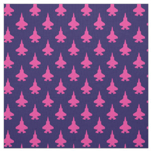 F-35 Lightning 2 Fighter Jets Pattern Pink on Navy Fabric