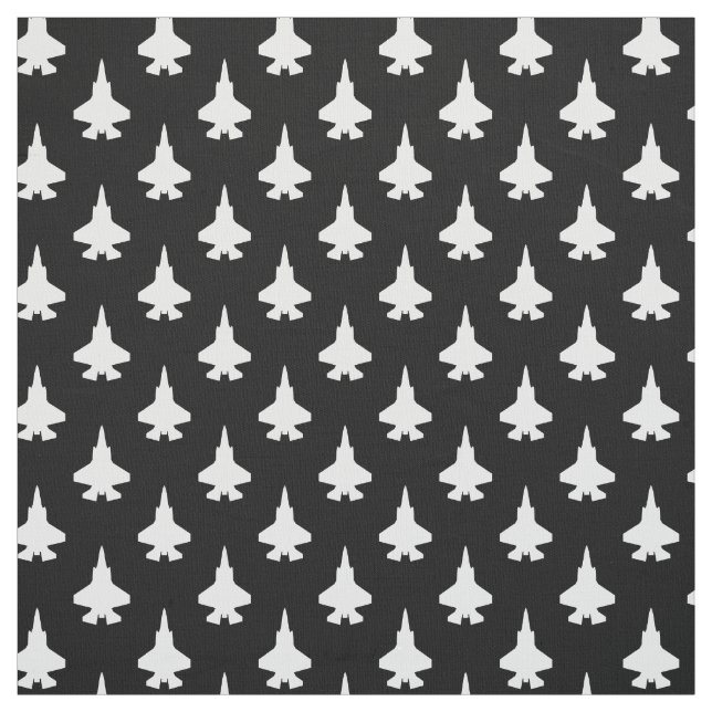 F-35 Lightning 2 Fighter Jets Pattern White Black Fabric (Swatch)