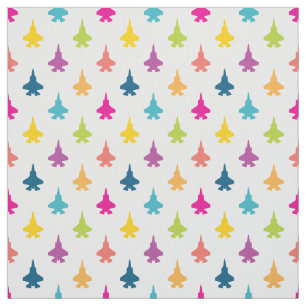 F-35 Lightning Fighter Jets Pattern Pretty Rainbow Fabric