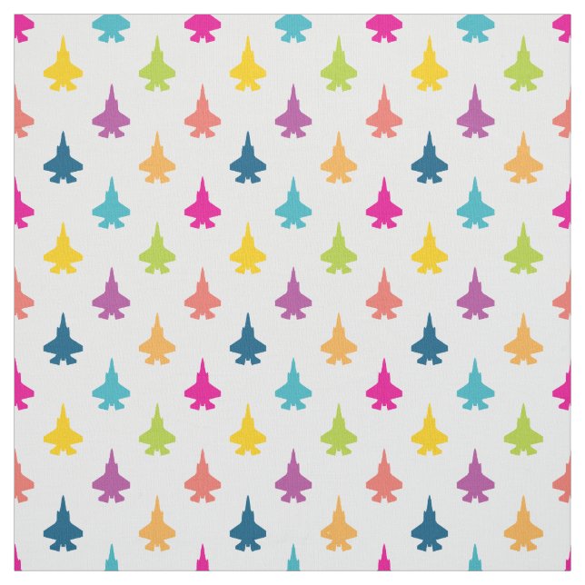 F-35 Lightning Fighter Jets Pattern Pretty Rainbow Fabric (Swatch)