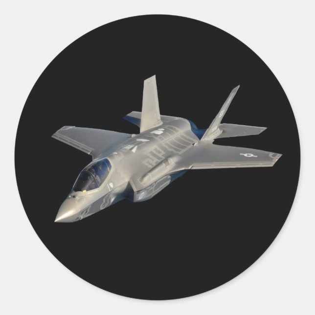 F-35 Lightning II Panther Jet Fighter Classic Round Sticker (Front)