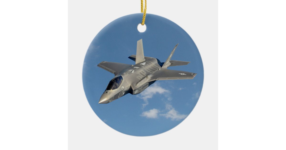 F-35 Lightning II Panther Jet Fighter in Sky Christmas Ornament