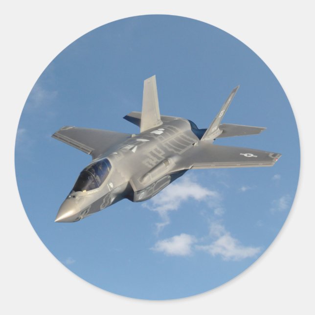 F-35 Lightning II Panther Jet Fighter in Sky Classic Round Sticker (Front)