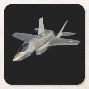 F-35 Lightning II Panther Jet Fighter Square Paper Coaster