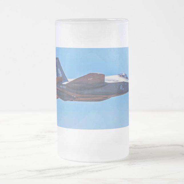 F-35A Lightning II Frosted Glass Beer Mug (Center)