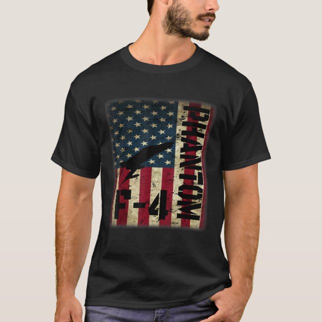 F 4 Phantom American Flag Fighter Jet Pilot Patrio T-Shirt (Front)