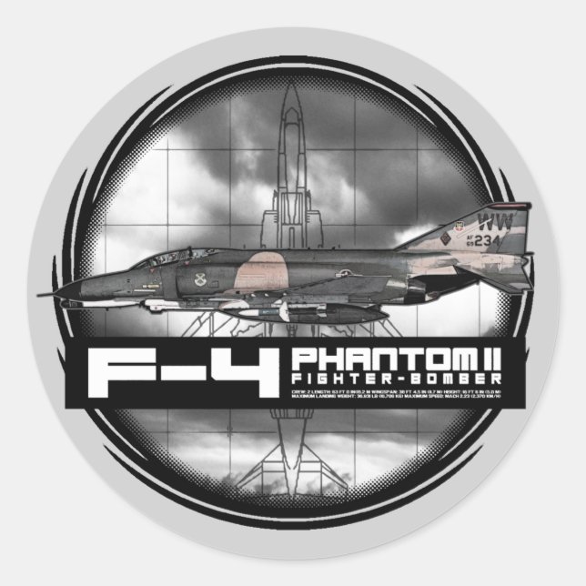 F-4 Phantom II Classic Round Sticker (Front)