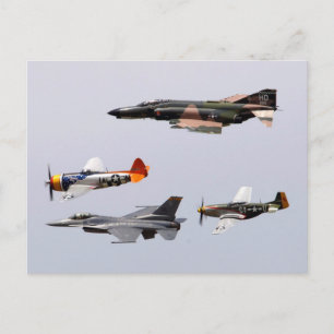 F-4 Phantom, P-47 Thunderbolt, F-16 Fighting Falco Postcard