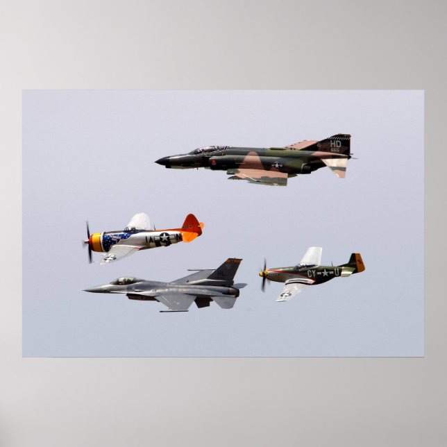 F-4 Phantom, P-47 Thunderbolt, F-16 Fighting Falco Poster (Front)