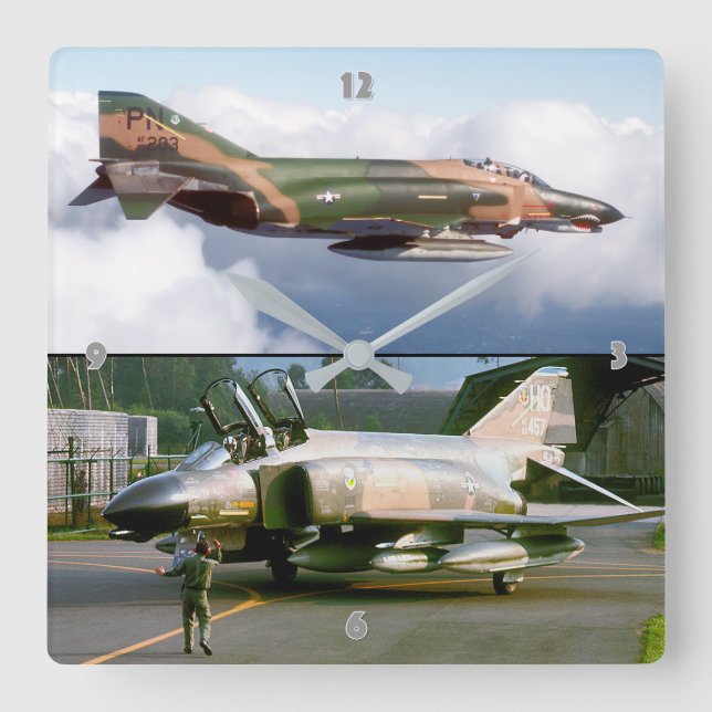 F-4 PHANTOM SQUARE WALL CLOCK (Front)