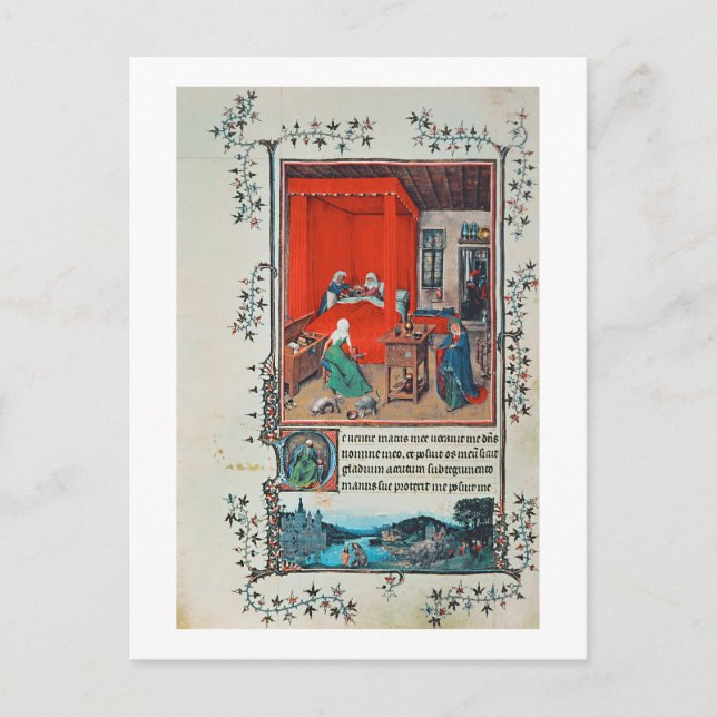 f.93v The Birth of John the Baptist and the Baptis Postcard (Front)