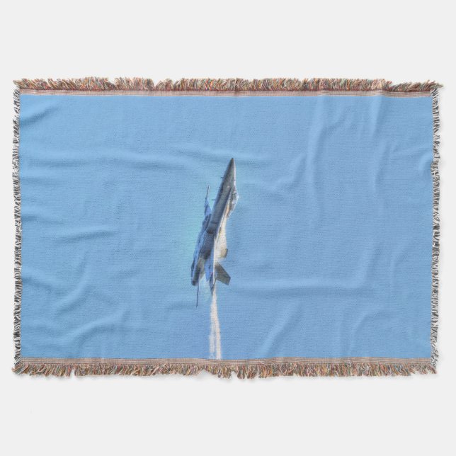 F/A-18 Fighter Jet Plane Air Show Stunt Flying Throw Blanket (Front)