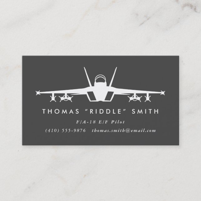 F/A-18 Fighter Pilot with matching pattern Business Card (Front)