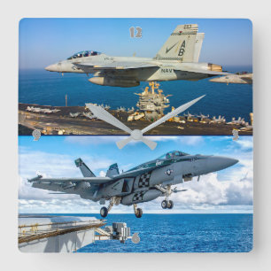 F/A-18 SUPER HORNET SQUARE WALL CLOCK