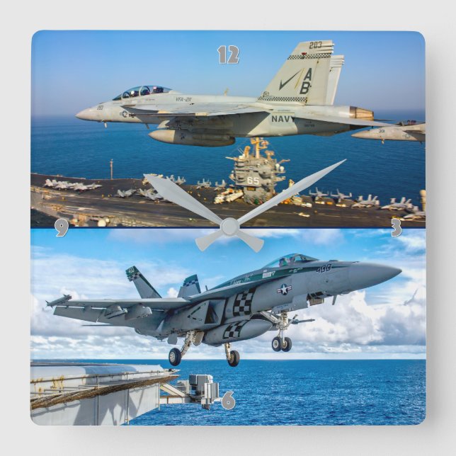 F/A-18 SUPER HORNET SQUARE WALL CLOCK (Front)