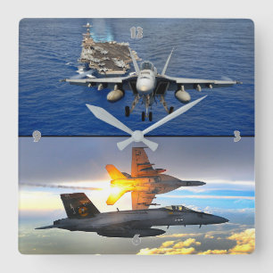 F/A-18 SUPER HORNET SQUARE WALL CLOCK