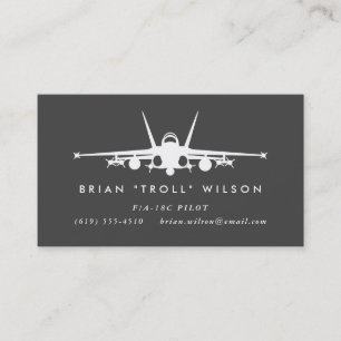 F/A-18C Fighter Pilot with matching pattern Business Card