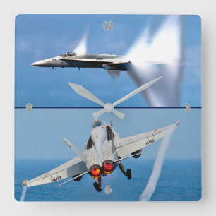 F/A-18C HORNET AFTERBURNER SQUARE WALL CLOCK