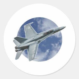 F/A-18C Hornet on a Circular Cloud Classic Round Sticker