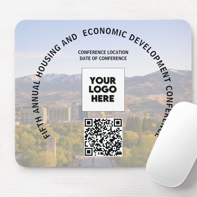 F+Business Conference Replace Photo Logo QR Code  Mouse Mat (Creator Uploaded)