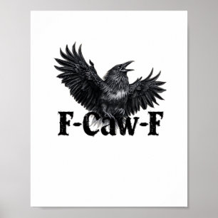 F-Caw-F Angry Raven Art Print Gothic Crow Illustra