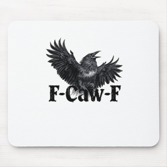 F-Caw-F Angry Raven Art Print Gothic Crow Illustra Mouse Mat (Front)