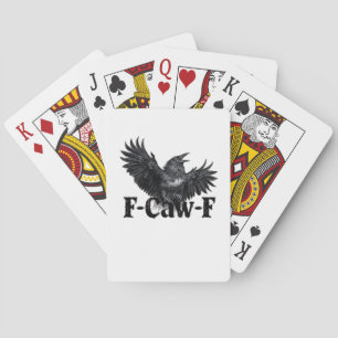 F-Caw-F Angry Raven Art Print Gothic Crow Illustra Playing Cards