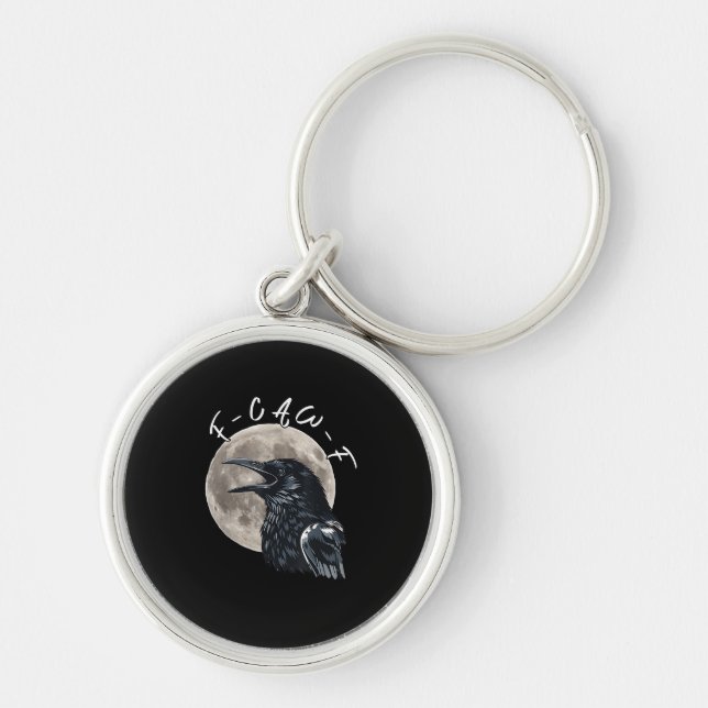 F-Caw-F Bird Crow Minimal Clean Key Ring (Front)