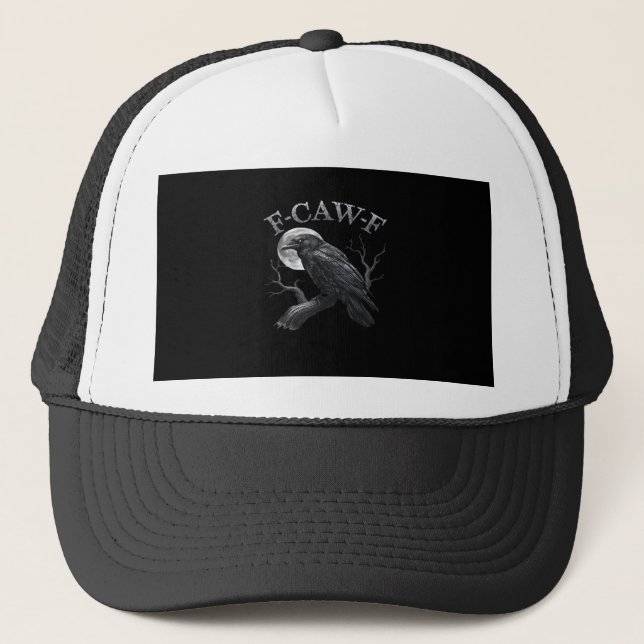 F-Caw-F Bird Moon Gothic Classic Cool Design Trucker Hat (Front)