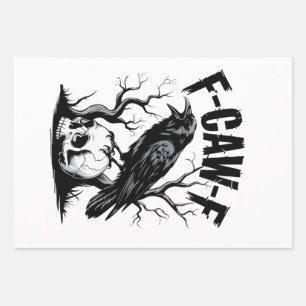 F-Caw-F Black Crow Black Bird Funny Wrapping Paper Sheet