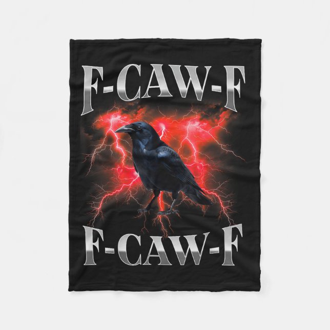 F-caw-f Black Crow Black Bird Raven Gothic Bootleg Fleece Blanket (Front)