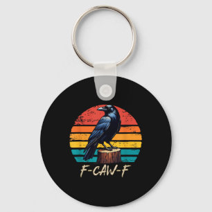 F-caw-f Black Crow Black Bird Retro Sunset Vintage Key Ring